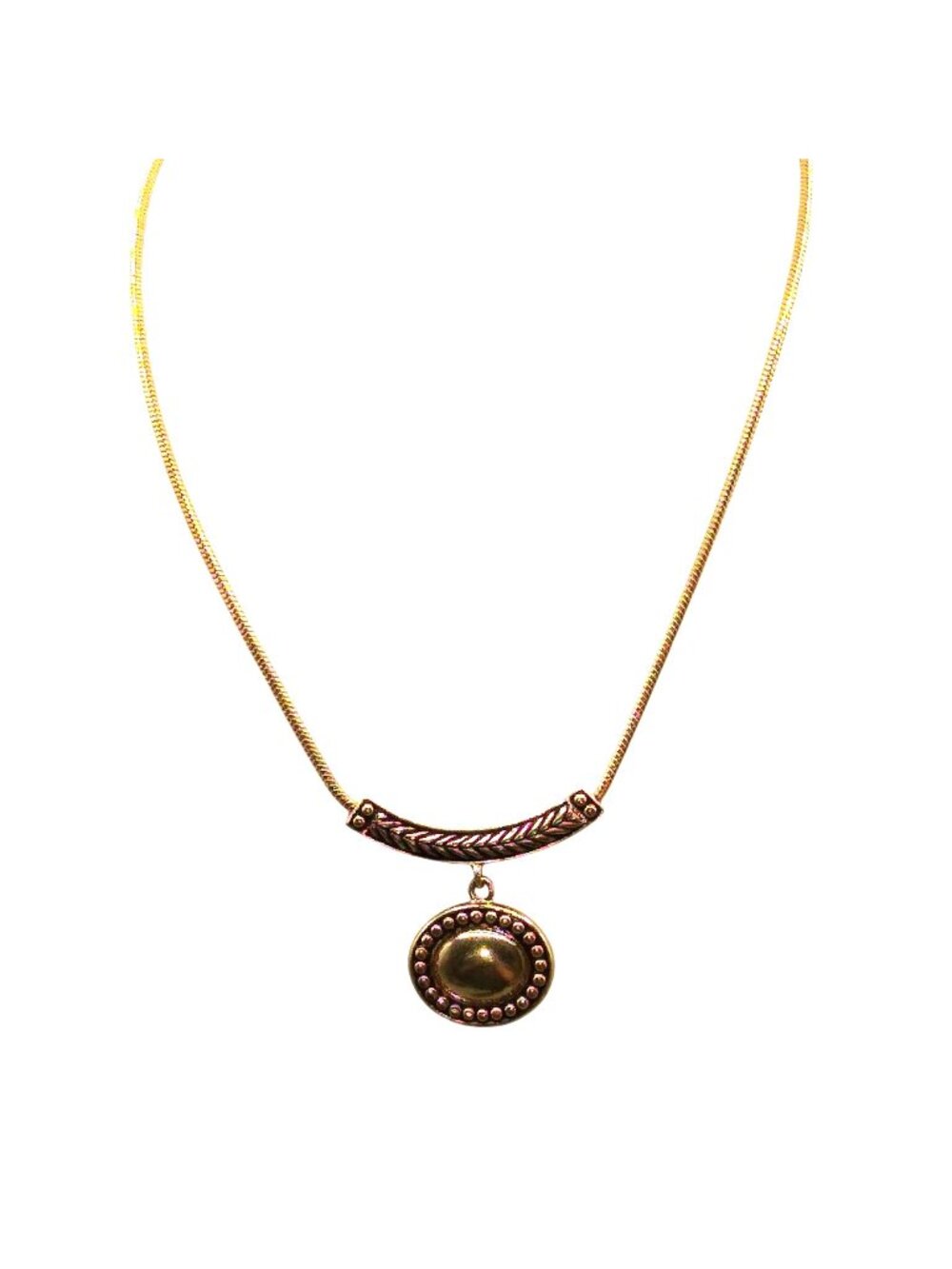 Vintage Gold Tone Pendant Dangle, Basic Wardrobe Coordinate on Snake Chain